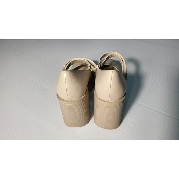 Bamboo‎ Mary Jane Pumps Chunky Heels Platform Beige Shoes SIZE 6 /36 - Picture 7 of 8